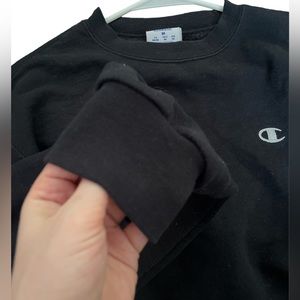 Vintage Old School Black Champion Crewneck Hoodie Size Medium Unisex